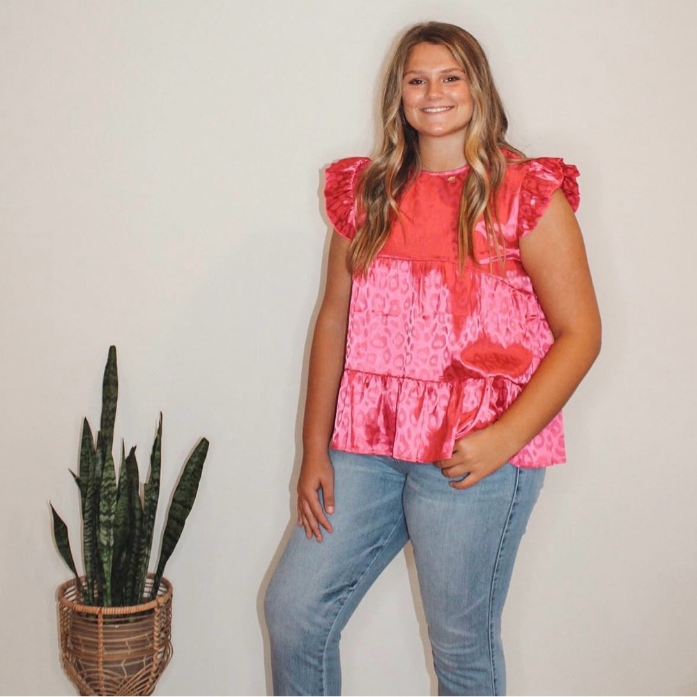 Pink Leopard Print Top - Picture 2 of 2